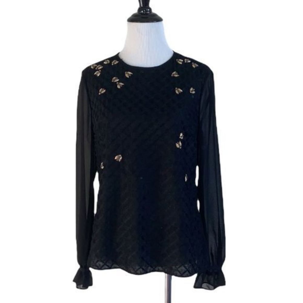 Ted baker London women’s bee jeweled embellished black blouse size 4